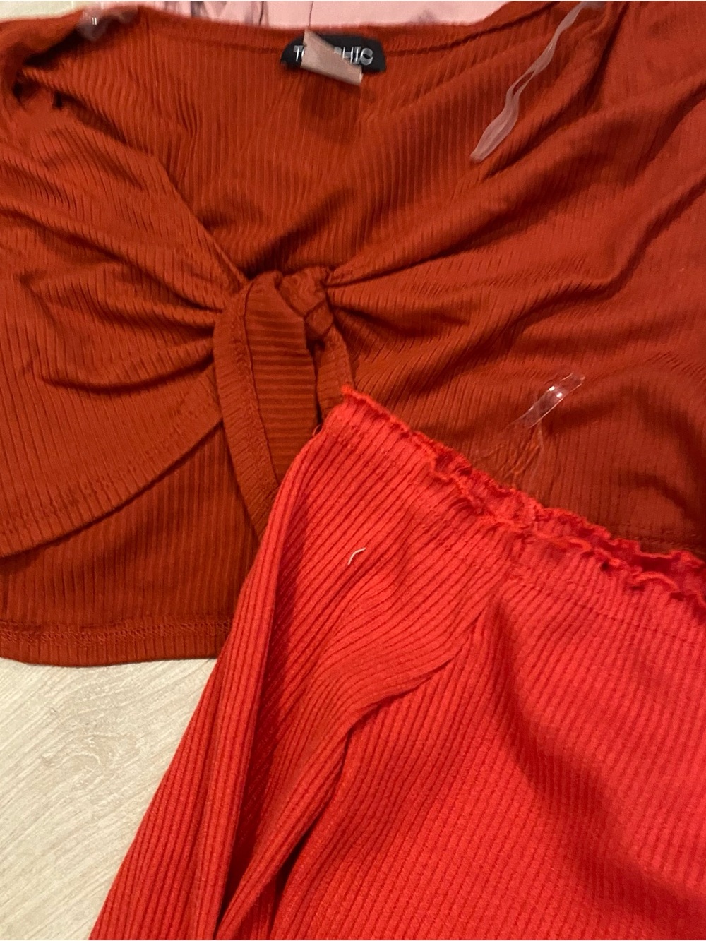 Rust Tie-Front Ribbed Long-Sleeve Top - Rust - Picture 4 of 7